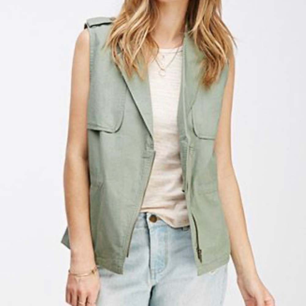 Forever 21 green utility vest.